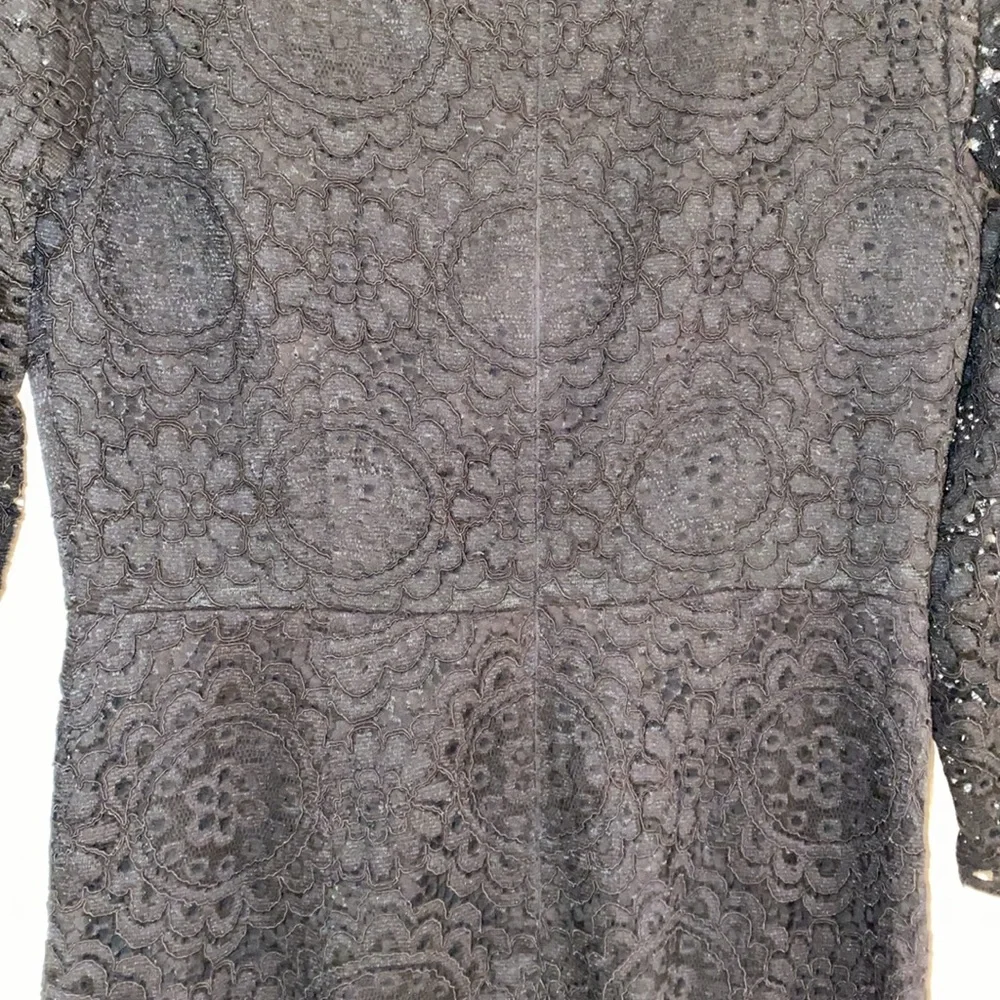 NWT LOFT black lace v-neck 3/4 sheer sleeve dress Sz 4 - Picture 9 of 12